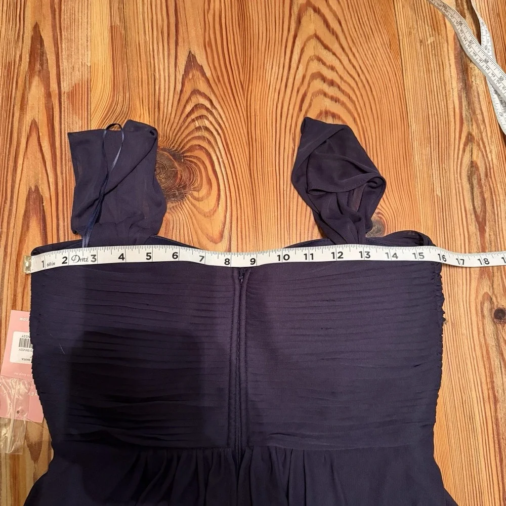 NWT Birdy Grey‎ Prom Bridesmaid Dress Maria Navy Blue MED Chiffon Formal Wedding